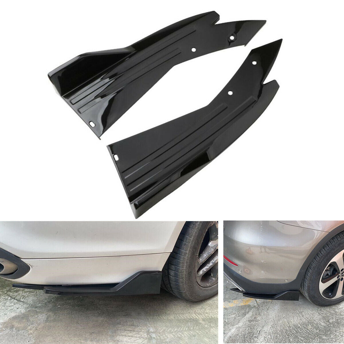 Universal Back Canards 2pcs Gloss black- ABS Plastic
